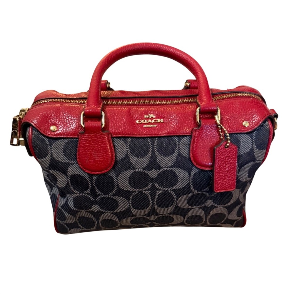 Coach Mini‎ Bennett Barrel Satchel Red Denim